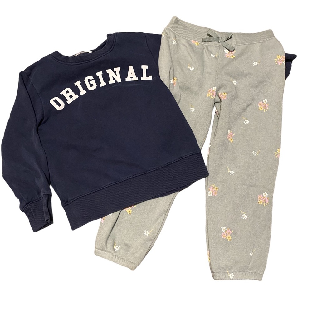 H&M Oshkosh 4-6yr 4T Jogger Outfit Sweatshirt Pants Girls Clothing 4/$20 🛑